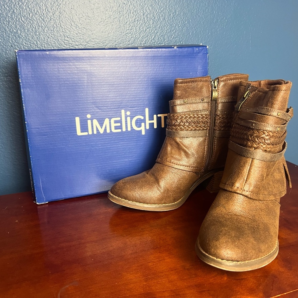 Limelight Chestnut Braided Ankle Boots